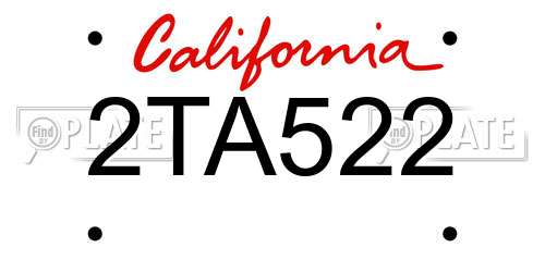 2TA522 California License Plate