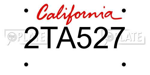 2TA527 California License Plate