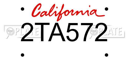 2TA572 California License Plate