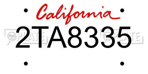 2TA8335 California License Plate