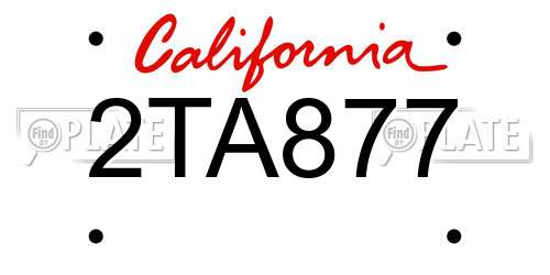 2TA877 California License Plate
