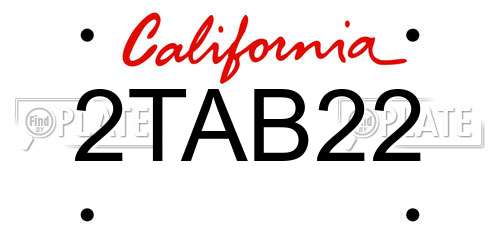 2TAB22 California License Plate