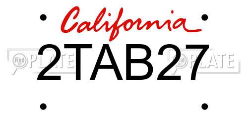 2TAB27 California License Plate