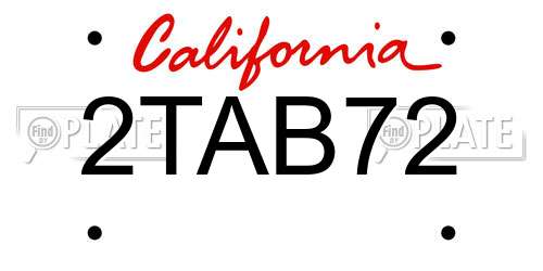 2TAB72 California License Plate