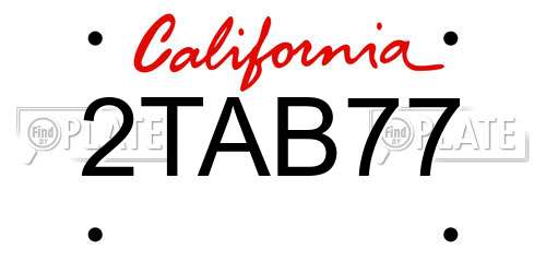 2TAB77 California License Plate