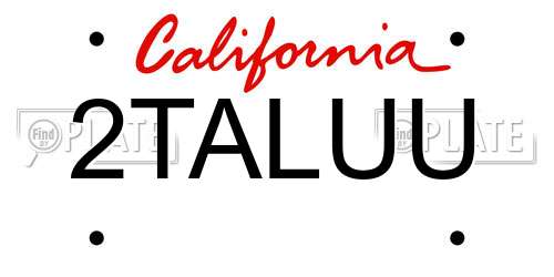 2TALUU California License Plate