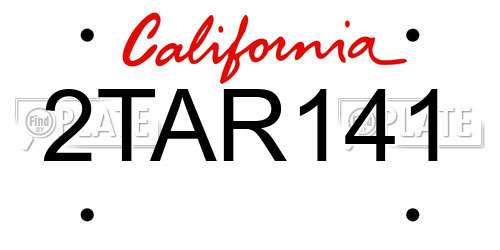 2TAR141 California License Plate