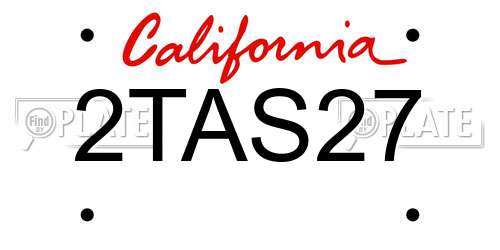 2TAS27 California License Plate