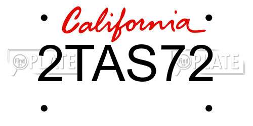 2TAS72 California License Plate