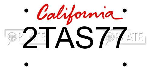 2TAS77 California License Plate