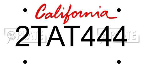 2TAT444 California License Plate