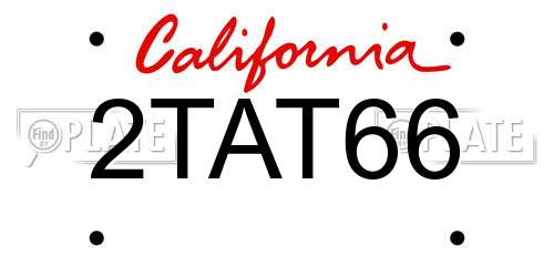 2TAT66 California License Plate