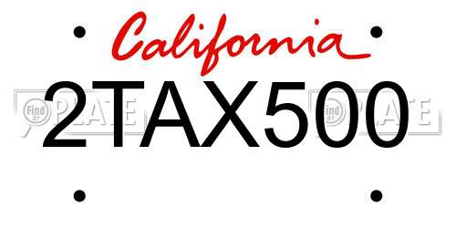 2TAX500 California License Plate