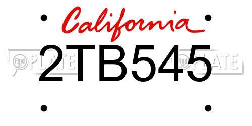 2TB545 California License Plate