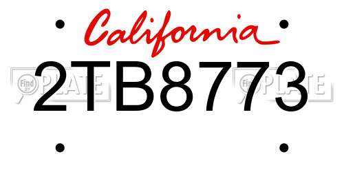 2TB8773 California License Plate