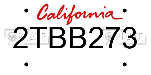 2TBB273 California License Plate
