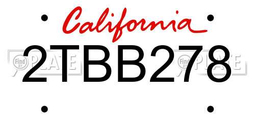 2TBB278 California License Plate