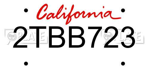 2TBB723 California License Plate