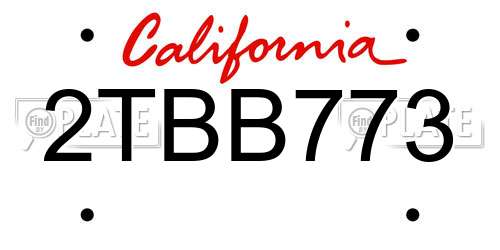 2TBB773 California License Plate