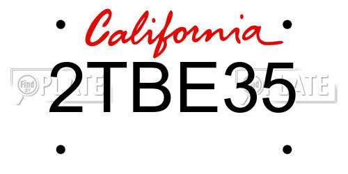 2TBE35 California License Plate