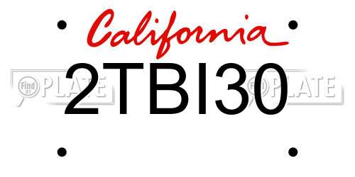 2TBI30 California License Plate