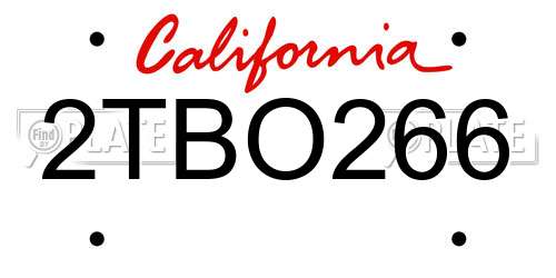 2TBO266 California License Plate