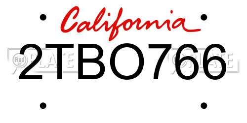 2TBO766 California License Plate