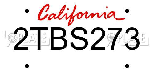 2TBS273 California License Plate