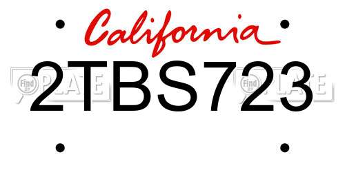 2TBS723 California License Plate