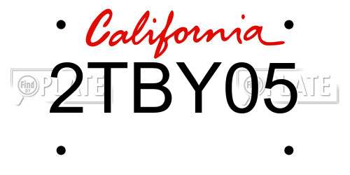 2TBY05 California License Plate