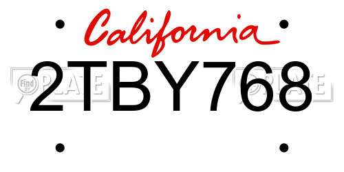 2TBY768 California License Plate