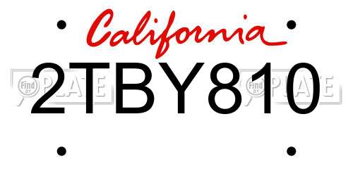 2TBY810 California License Plate