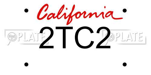 2TC2 California License Plate