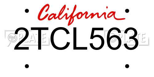 2TCL563 California License Plate