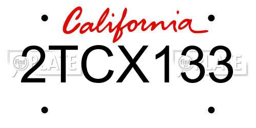 2TCX133 California License Plate