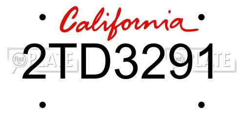 2TD3291 California License Plate