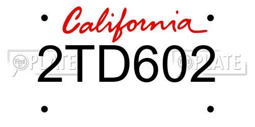 2TD602 California License Plate