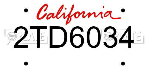 2TD6034 California License Plate