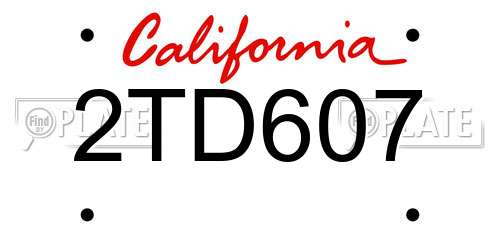 2TD607 California License Plate