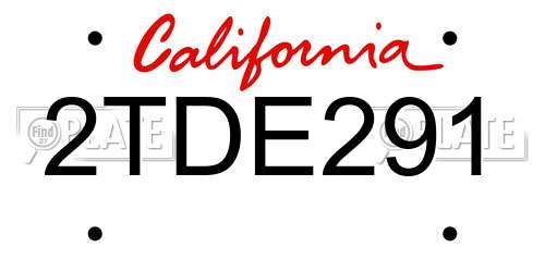 2TDE291 California License Plate