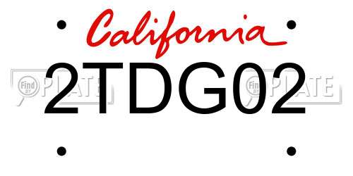 2TDG02 California License Plate