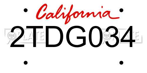 2TDG034 California License Plate