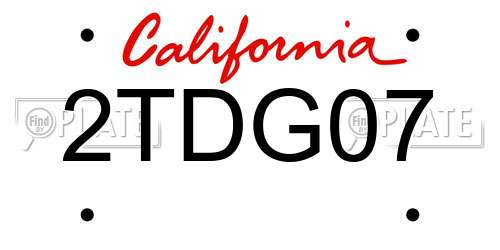 2TDG07 California License Plate