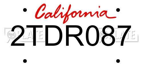 2TDR087 California License Plate