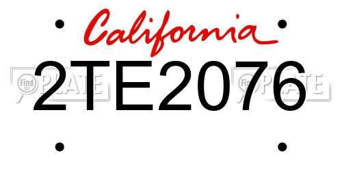 2TE2076 California License Plate