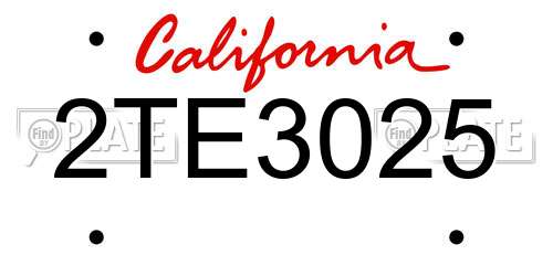 2TE3025 California License Plate