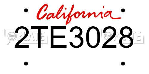 2TE3028 California License Plate
