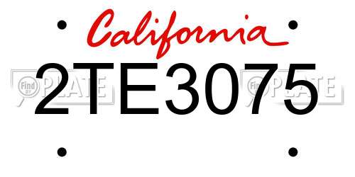 2TE3075 California License Plate