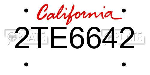 2TE6642 California License Plate