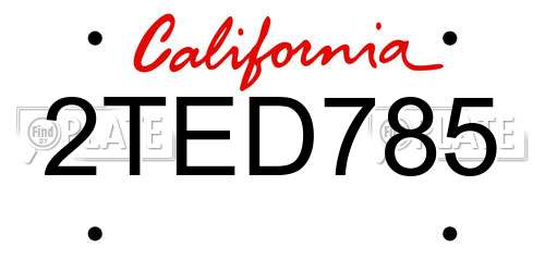 2TED785 California License Plate